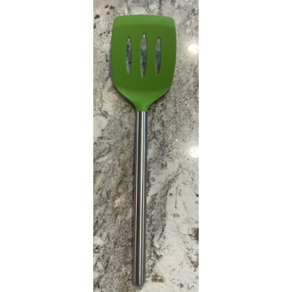Tovolo Green Silicone Slotted Turner Spatula Stainless Steel Handle Kitchen Tool